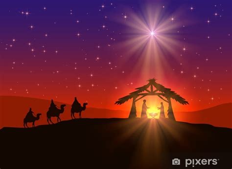 Vinilo Pixerstick Cristiana De Fondo De Navidad Con La Estrella Pixerses