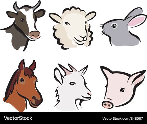 Farm Animals Icons Royalty Free Vector Image Vectorstock