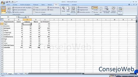 Excel 2007 2010 Dividir Paneles Inmovilizar Paneles Youtube