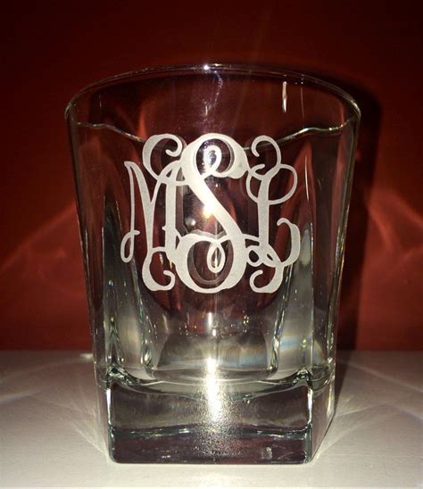 Etched Monogram Rock Glass Etsy Rocks Glass Etched Glasses Monogram