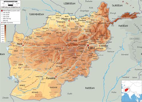 Physical Map Of Afghanistan Ezilon Maps