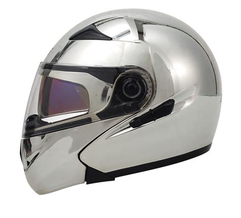 Sleek Silver Masei Motorcycle Helmet Chrome Motorcycle Helmet Race