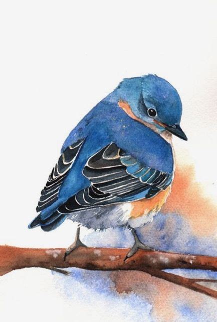 Louise De Masi Watercolor Bluebird Watercolor Bird Bluebird