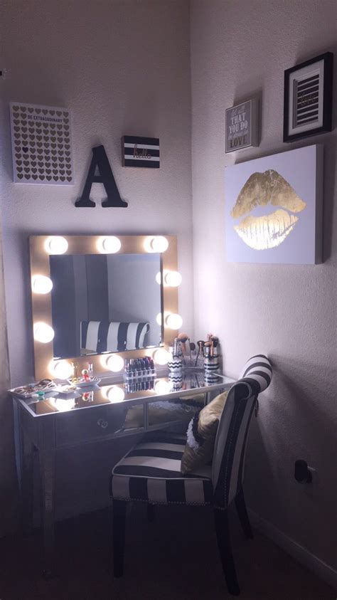 Depending on the model, mirror lights are operated using a wall switch or a switch on the light. DIY makeup vanity! Hollywood Mirror with lights. Black, Silver, White, & Gold. | Home decor ...