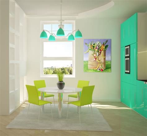 Below, my favorite uses of kitchen cabinet color this year. Seafoam and Lime Green Kitchen - Panda's House