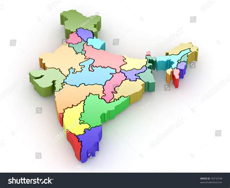 Threedimensional Map India On White Isolated Stock Illustration