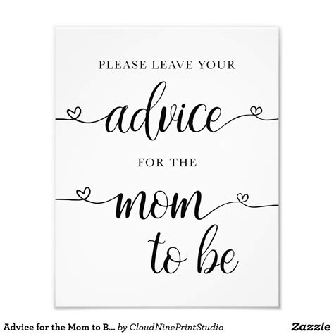 Advice for the Mom to Be Baby Shower Sign Card | Smart ...