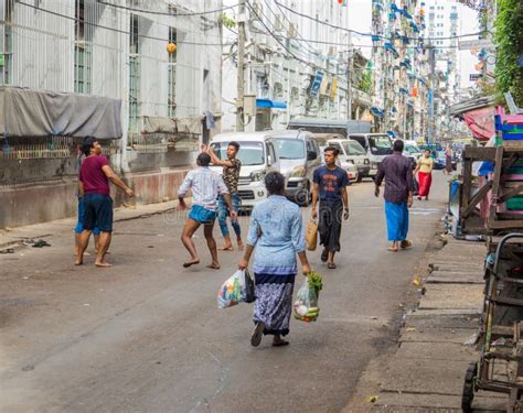 Street Photography In Yangon Myanmar Editorial Image Image Of