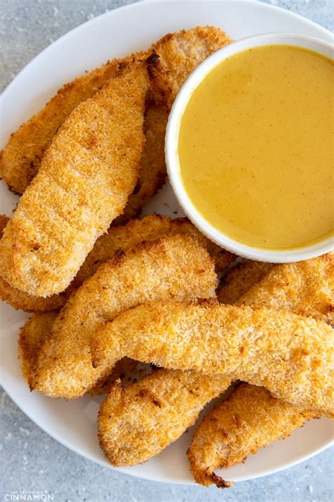 Baked Coconut Crusted Chicken Tenders With Honey Mustard Dipping Sauce