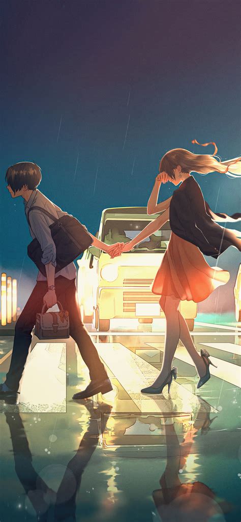1242x2688 Anime Couple Passing Road Iphone Xs Max Hd 4k Wallpapers