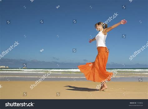 Beautiful Woman Dancing Beach Stock Photo Edit Now 1729832 Shutterstock