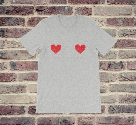 Heart Boob T Shirt Heart Nips T Shirt Cute Heart Shirt Etsy