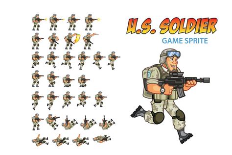 Us Soldier Game Sprite Custom Designed Illustrations Creative Market