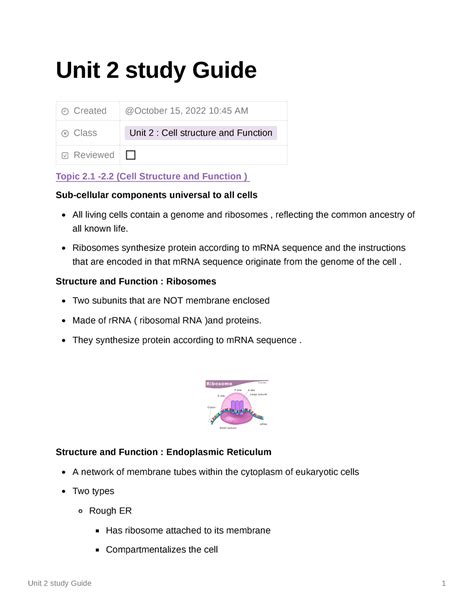 Unit 2 study Guide - AP bio Unit 2 Ap classroom notes - Unit 2 study