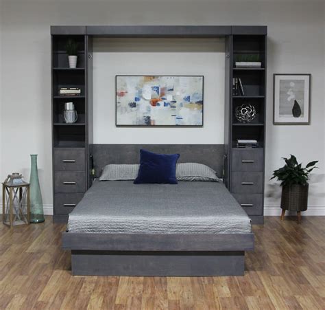 At our professional wallbed showroom in arizona, our friendly sales staff can help you design a piece that fits your personal taste. Fern Queen Murphy Wall Bed Long Island in Gray | Sleepworks