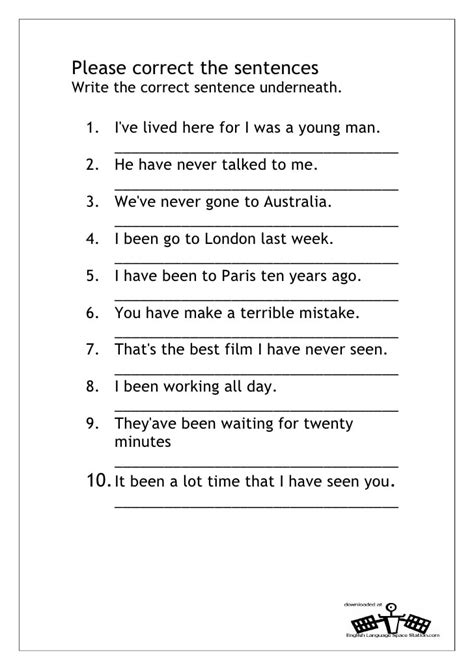 correct the present perfect sentences