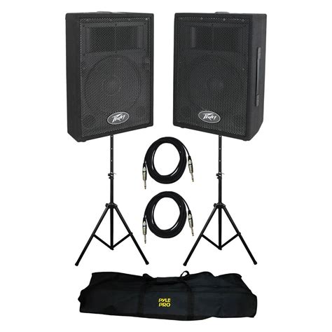Peavey Dj 2 Way Pa Speaker System 2 Speakers Stands With Cable Kit