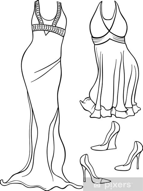 Vístete de gala y acompaña un vestido de lentejuelas con mallas gruesas. Vinilo Pixerstick Ropa de las mujeres del juego de páginas para colorear • Pixers® - Vivimos ...