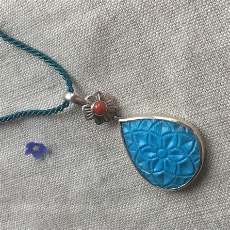 Aztec Coral Turquoise Pendant By Emma Chapman Jewels