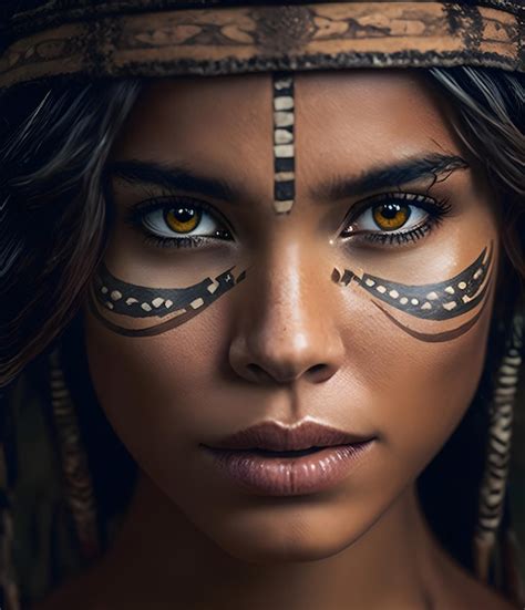 Premium Photo A Portrait Of A Woman With Tribal Makeup