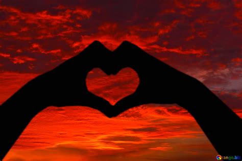 Download Free Picture Red Sunset Land Nature Hands And Heart Love