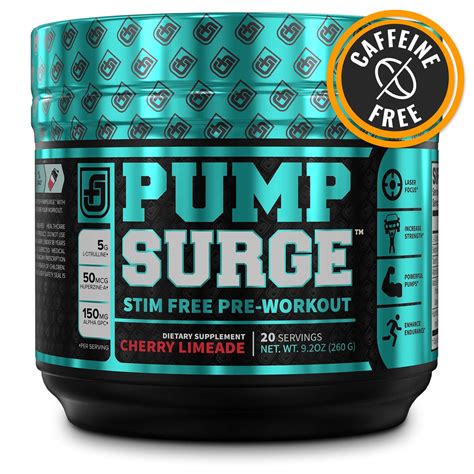 Pumpsurge Caffeine Free Pump And Nootropic Pre Workout Supplement Non