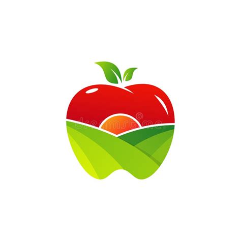 Apple Leaf Logo Design Vector Template Farm Logo Concept Stock