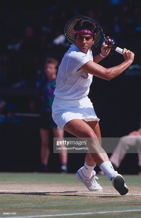 Argentine Tennis Player Gabriela Sabatini Pictured In Action During