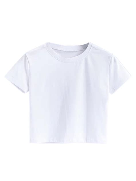21 Off 2021 Short Sleeve Mock Neck Cropped Tee In White Zaful