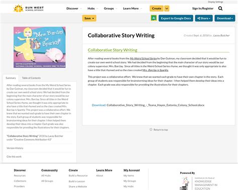 Collaborative Story Writing Resource Bank