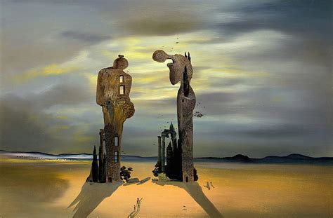 Hd Wallpaper Two Human Statues On Field Abstract Painting Surrealism
