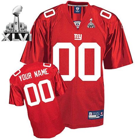 New York Giants Customized Red 2012 Super Bowl Xlvi Jersey