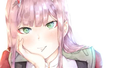 Darling In The Franxx Green Eyes Zero Two With White