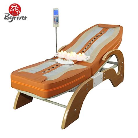 Byriver Electronic Automatic Reclining Thai Jade Stone Roller Thermal Massage Bed Table Massager