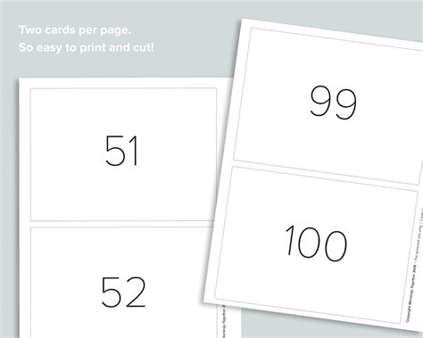 Number Cards 0 100 Math Printable Homeschool Classroom Etsy