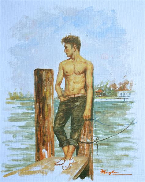 Oil Painting Man Seaside 6257 Painting By Hongtao Huang Artmajeur