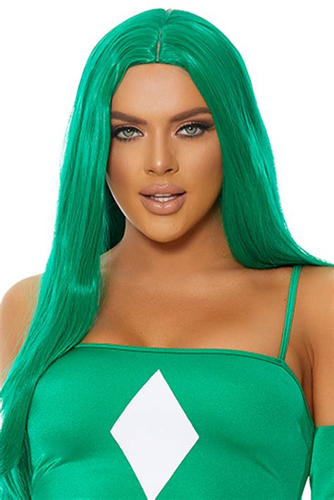 Straight Green Wig Green Costume Wig
