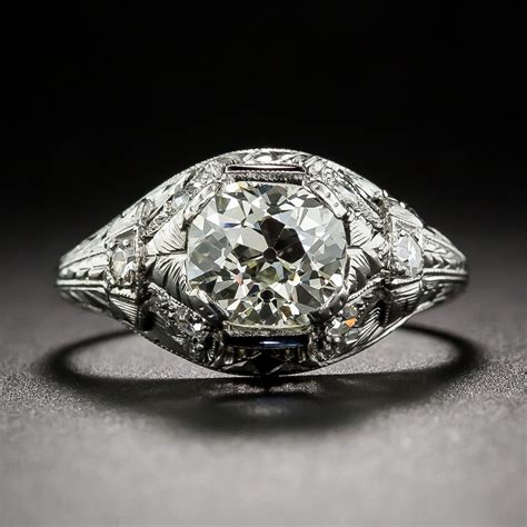 1 25 Carat Antique Cushion Cut Diamond Art Deco Engagement Ring