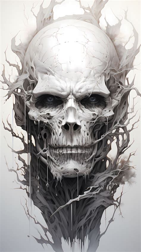 A Drawing Of A Skull With Many Branches On It S Head And The Eyes