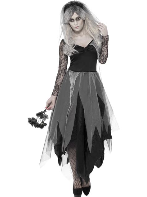 Adult Zombie Graveyard Ghost Bride Ladies Halloween Fancy Dress Costume
