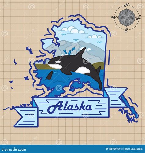 Alaska Map Vector Illustration Decorative Design Stock Vector