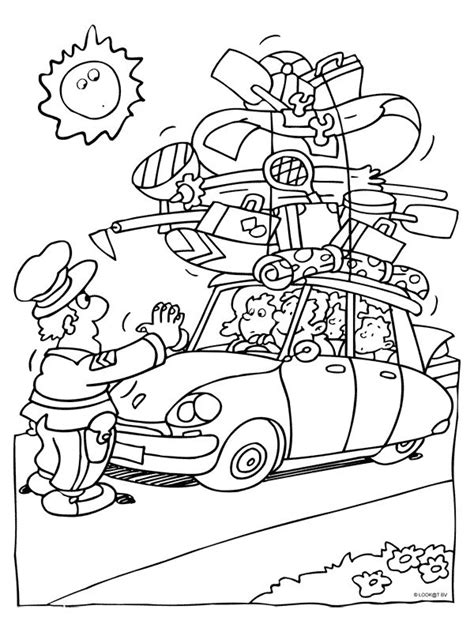 * Op vakantie maar.... Knutselen thema verkeer, Zomer kleurplaten, Thema