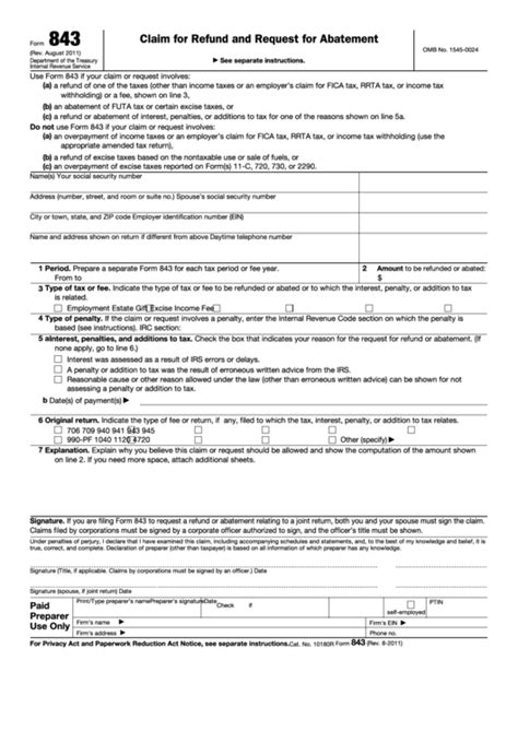 Irs Form 843 Printable Printable Forms Free Online