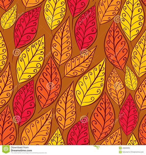 Autumn Leaves Seamless Pattern Floral Vector Seamless Background Hand