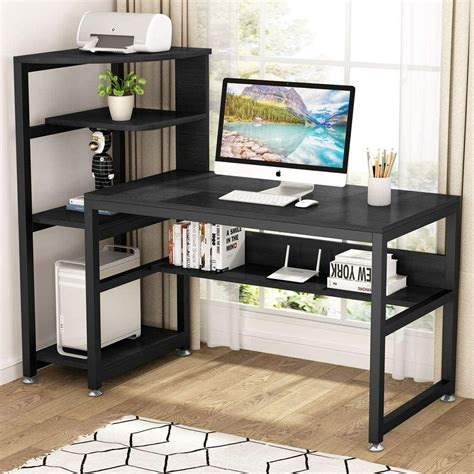 Tribesigns 58 Inch Large Computer Desk With Storage Shelves Modern