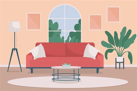 Cozy Living Room Flat Color Vector Illustration 2882327 Vector Art At