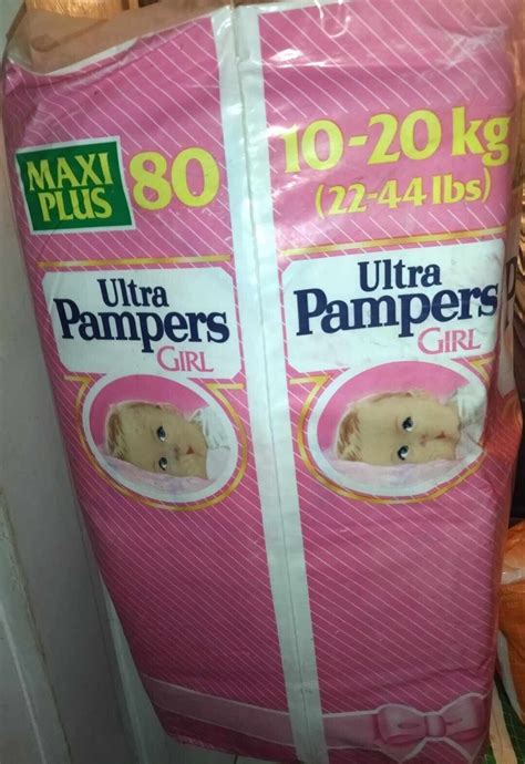 Vintage Ultra Pampers Girl Maxi Plus 10 20kg 80 Plastic Diapers B Ultra