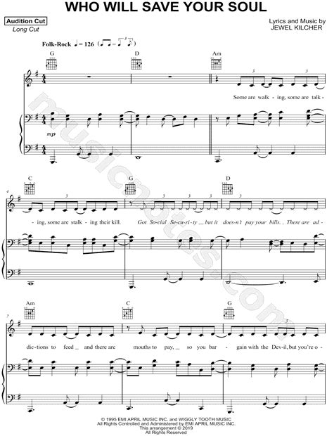 Jewel Who Will Save Your Soul Sheet Music In G Major Transposable Download And Print Sku