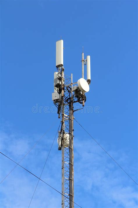 Base Station Mobile Network Antenna On A Steel Structure Mast With A