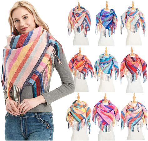 Fashion Winter Warm Long Shawls And Wraps Colorful Scarf Casual Soft Wrap Scarves A Amazon